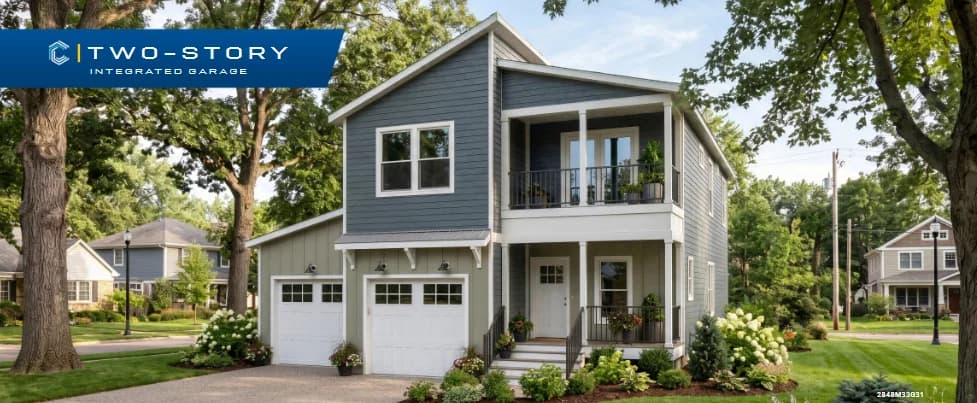 Two-story integrated garage 2848m33g31 hero, elevation, and exterior home features