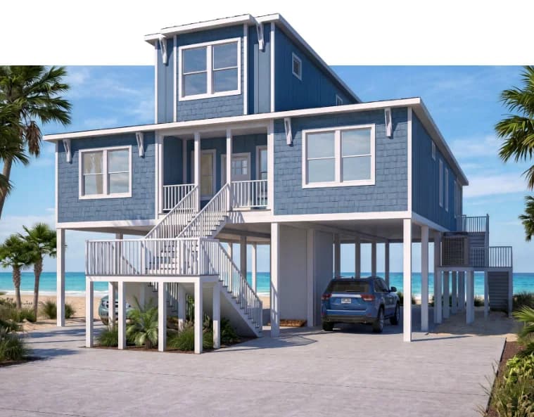Two-story coastal 4060m44g27 hero, elevation, and exterior home features
