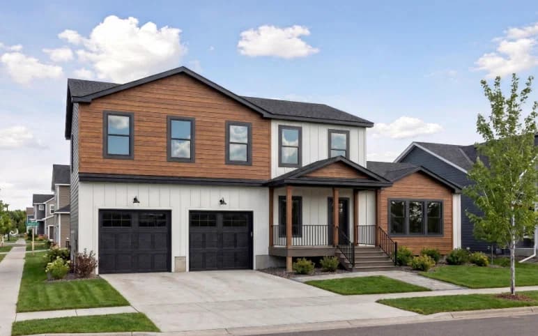 Two-story integrated garage 2858m43g43 hero, elevation, and exterior home features