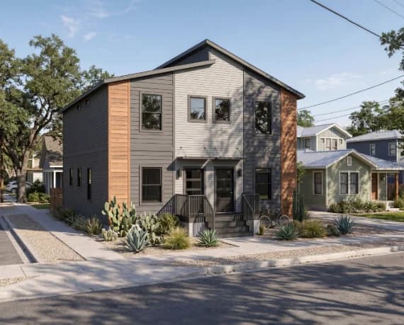 Two-story duplex 3236m4g33 hero, elevation, and exterior home features