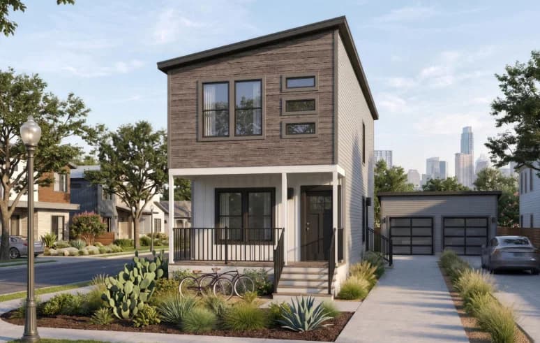 Two-story narrow lot 1646m32g23 hero, elevation, and exterior home features