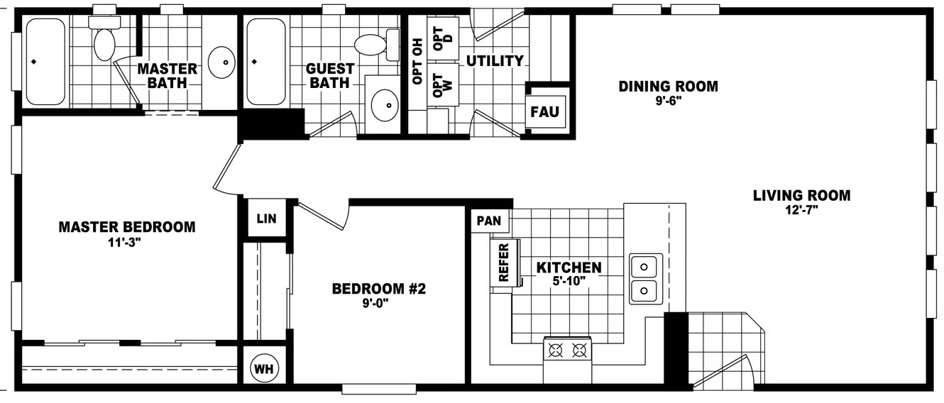 20' wide homes 20482a floor plan home features