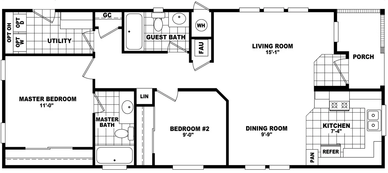 20' wide homes 20482b floor plan home features