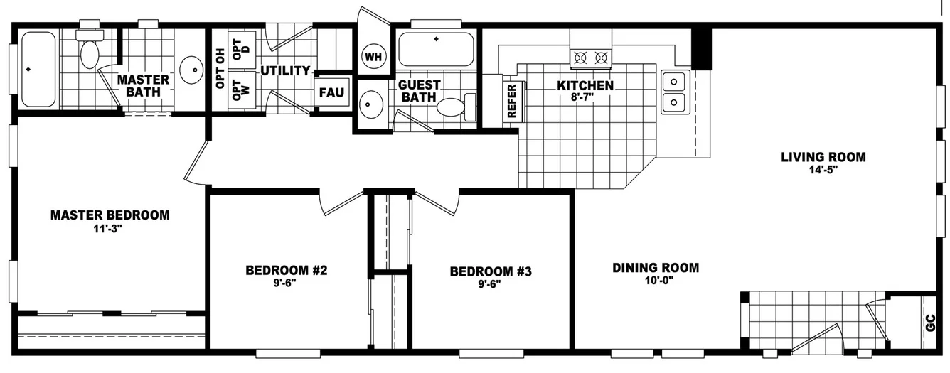 20' wide homes 20563a floor plan home features